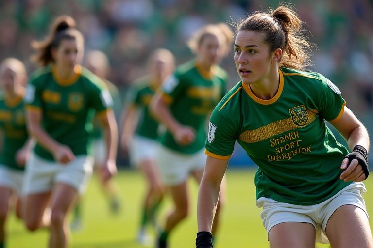 Lúthchleasaithe Éireannacha ag imirt peile, iománaíochta agus rugbaí ag caitheamh fearas Celtic Sports Gear